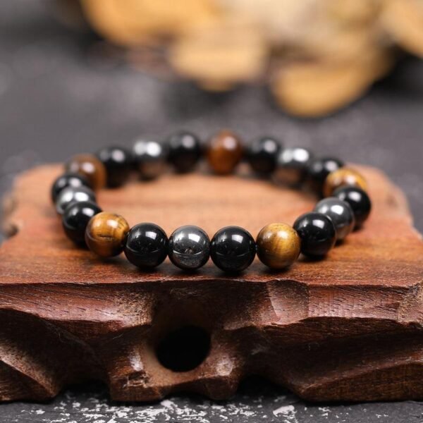 Triple Protection Bracelet - Tiger’s Eye, Obsidian, Hematite - Image 2